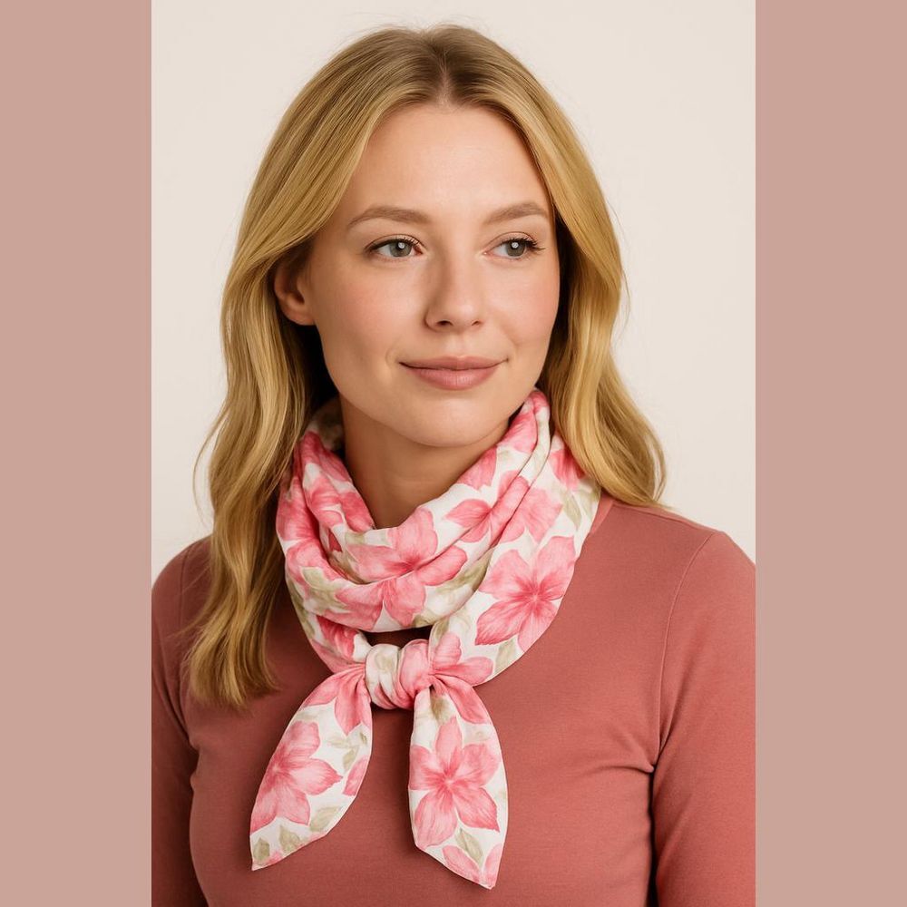 Glentex Floral Scarf Thailand Pink and White New With Tags
